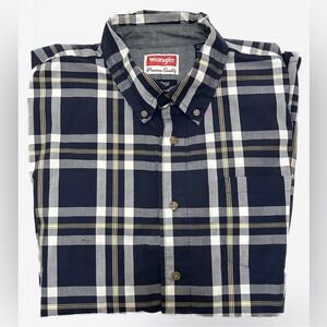Wrangler Wrinkle Resist Blue Plaid Shirt~Size L